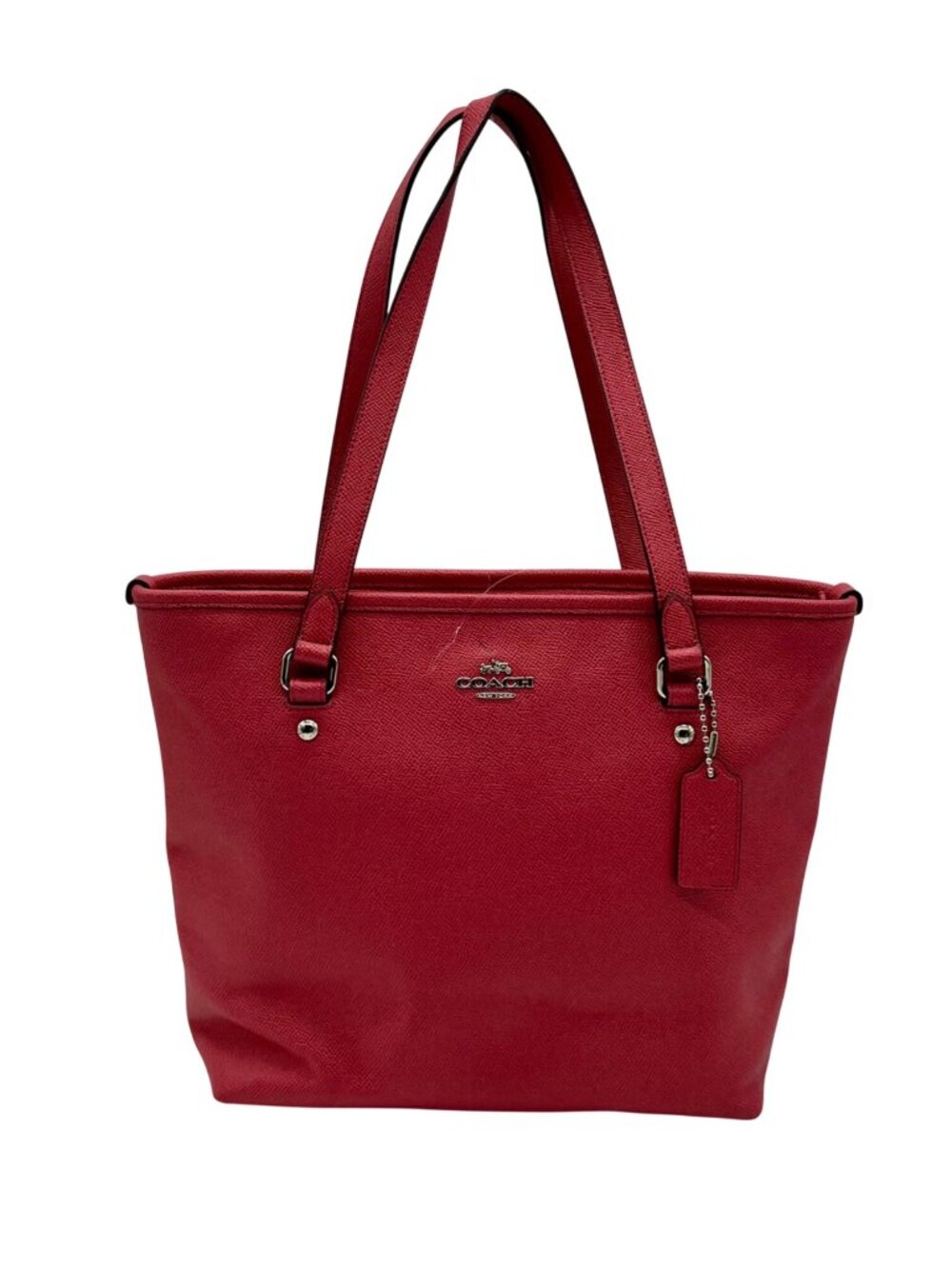 Coach Pink Pebbled Leather Zip Top Tote Bag F57789